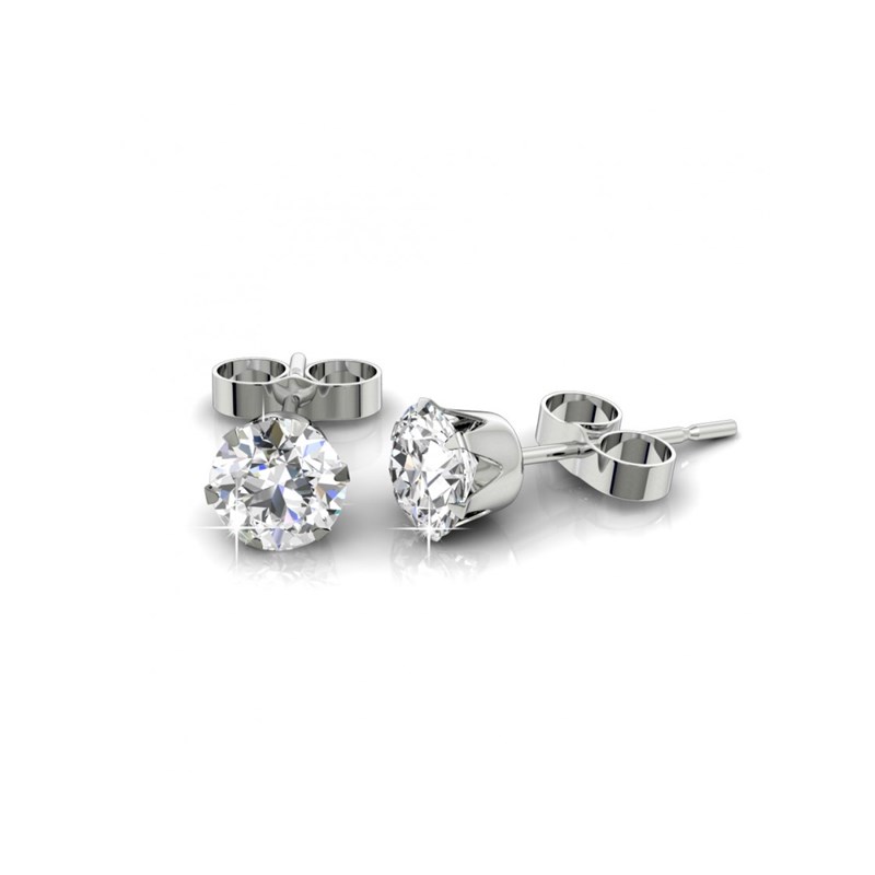 Boucles d'oreilles Solitaire Taille L - Argenté et Cristal - vue 4