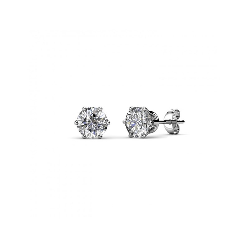 Boucles d'oreilles Solitaire Taille S - Argenté et Cristal