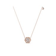 Collier Hexagon - Or Rosé et Cristal