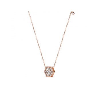 Collier Hexagon - Or Rosé et Cristal