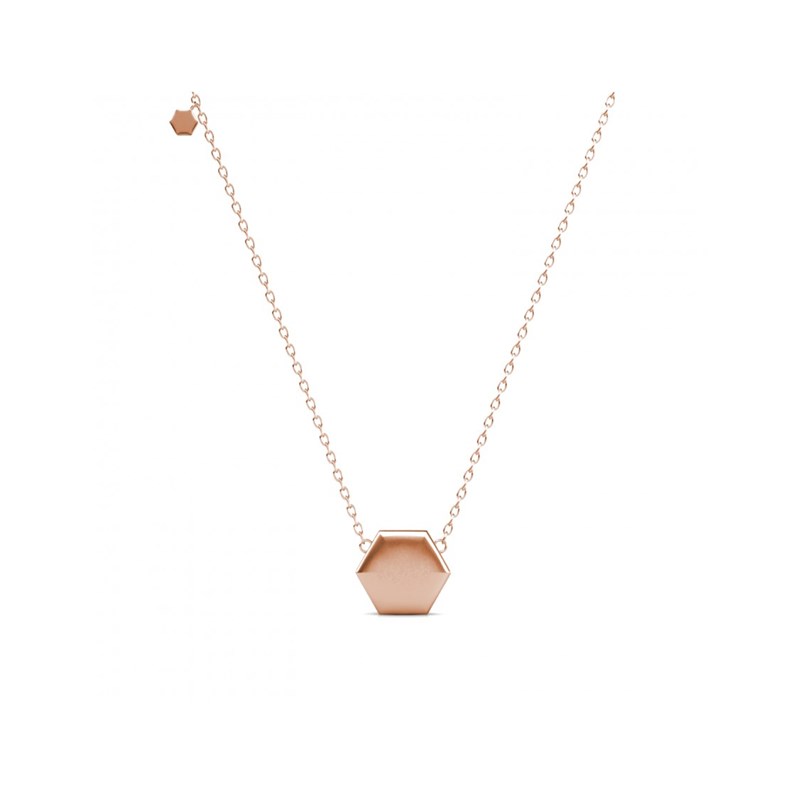 Collier Hexagon - Or Rosé et Cristal - vue 3