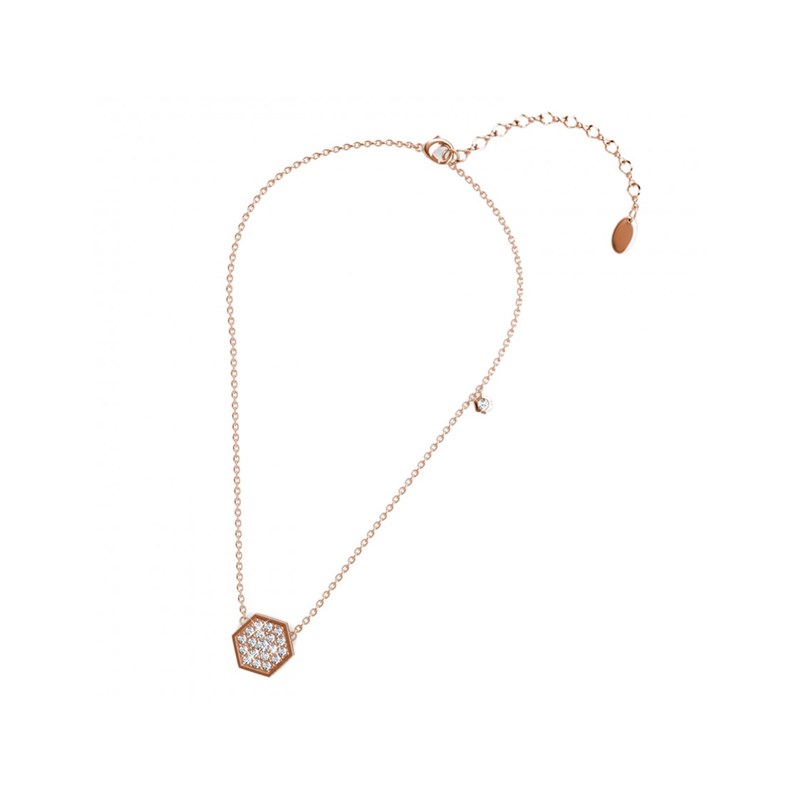 Collier Hexagon - Or Rosé et Cristal - vue 4