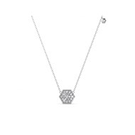 Collier Hexagon - Argenté et Cristal