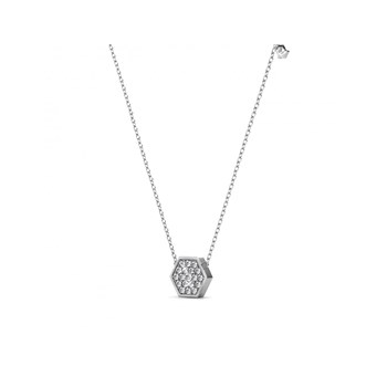 Collier Hexagon - Argenté et Cristal
