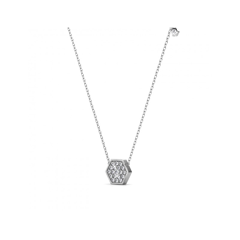 Collier Hexagon - Argenté et Cristal - vue 2