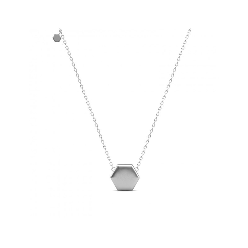 Collier Hexagon - Argenté et Cristal - vue 3