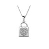 Pendentif Lock Heart - Argenté et Cristal - vue V1