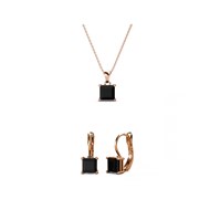 Parure et Coffret Square - Or Rosé et Noir