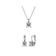 Parure et Coffret Square - Argenté et Cristal