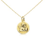 Collier - Médaille Or 18 Carats 750/1000 Ange - Chaîne Dorée - Gravure Offerte
