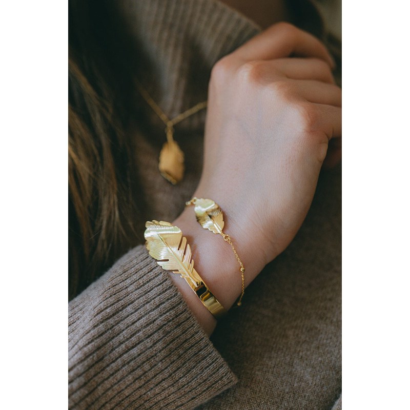 bracelet feuille plaqué argent - ZÉPHYR - vue 3