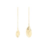 boucles d'oreilles pandantes feuilles doré à l'or fin - ZÉPHYR