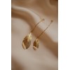 boucles d'oreilles pandantes feuilles doré à l'or fin - ZÉPHYR - vue V3