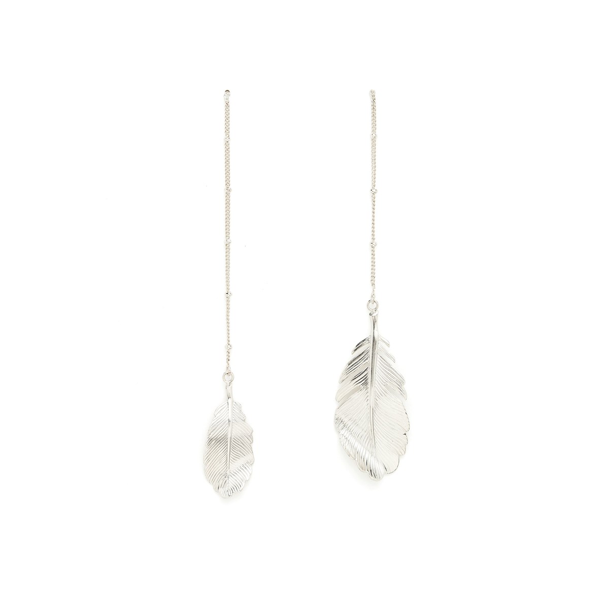 boucles d'oreilles pendantes feuilles plaqué argent - ZÉPHYR