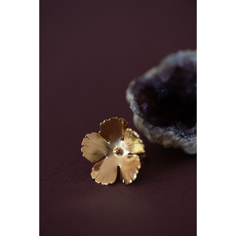 maxi bague fleur doré à l'or fin - ORPHÉE - vue 3