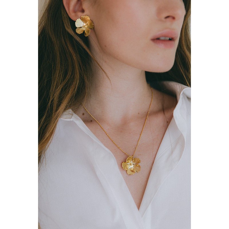 collier fleur plaqué argent - ORPHÉE - vue 5