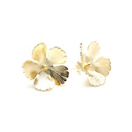 maxi boucles d'oreilles puces fleurs doré à l'or fin - ORPHÉE