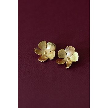 maxi boucles d'oreilles puces fleurs doré à l'or fin - ORPHÉE