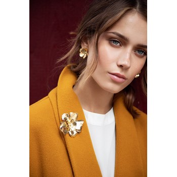 maxi boucles d'oreilles puces fleurs doré à l'or fin - ORPHÉE