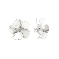 maxi boucles d'oreilles puces fleurs plaqué argent - ORPHÉE