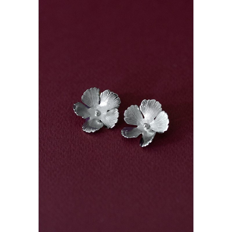 maxi boucles d'oreilles puces fleurs plaqué argent - ORPHÉE - vue 2