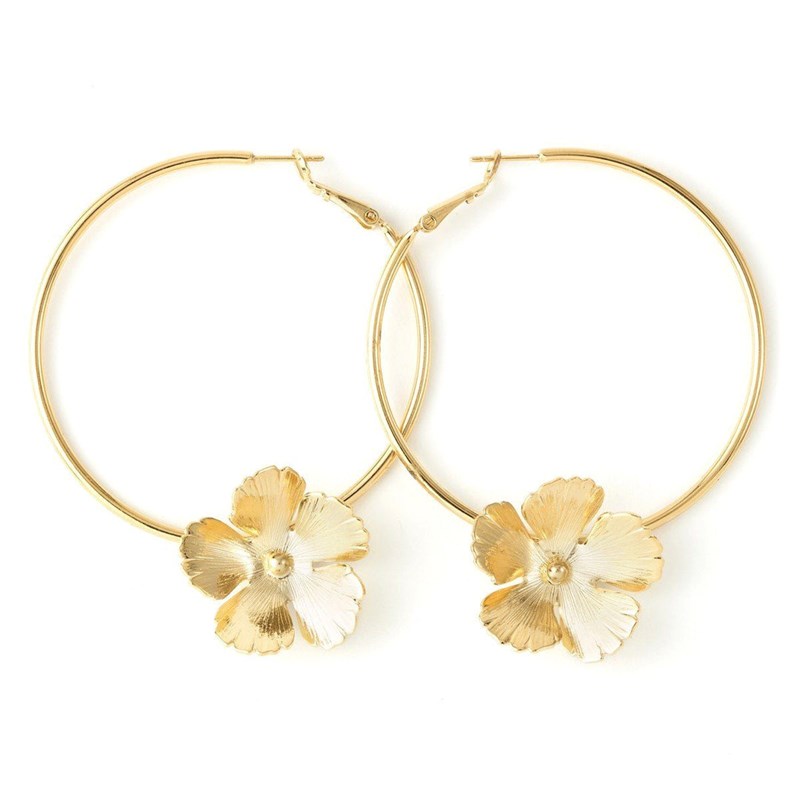 boucles d'oreilles créoles fleurs doré à l'or fin - ORPHÉE