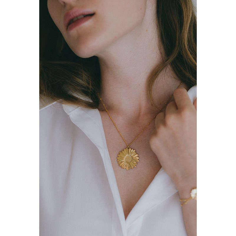 collier fleur doré à l'or fin - MAÏA - vue 2
