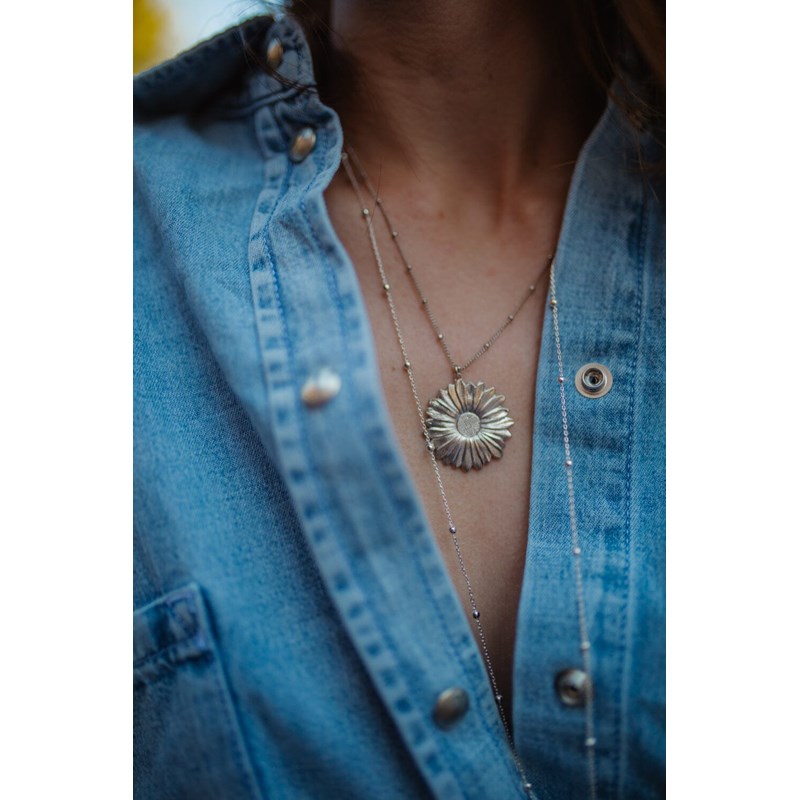 collier fleur plaqué argent - MAÏA - vue 2