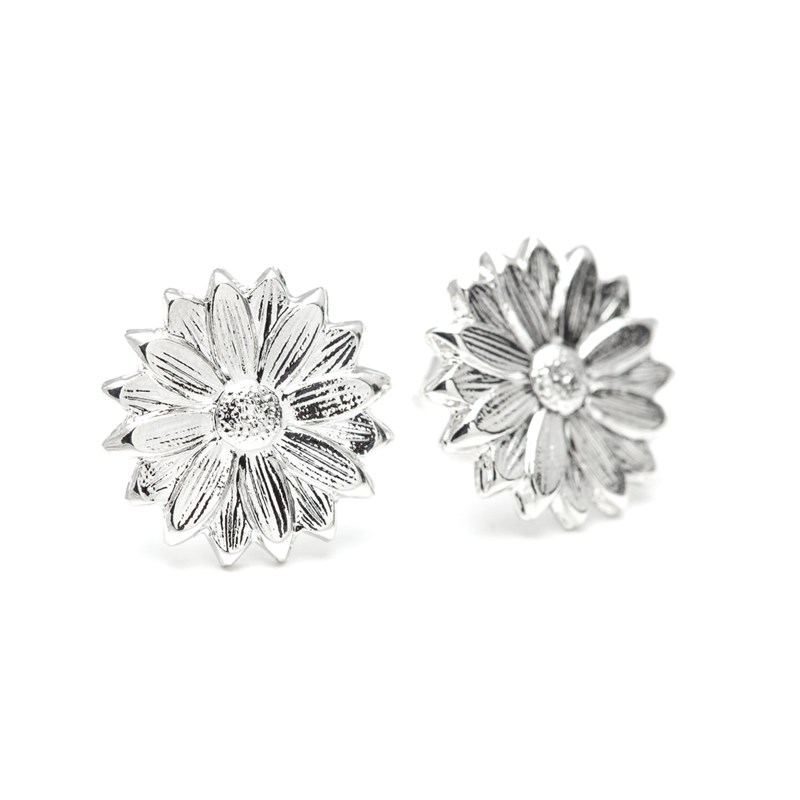 boucles d'oreilles puces fleurs plaqué argent - MAÏA