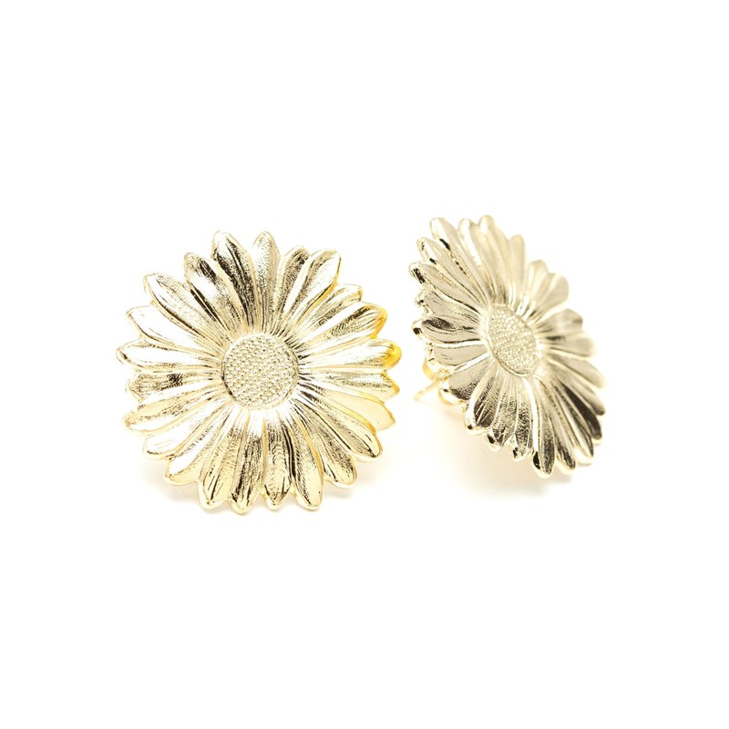 maxi boucles d'oreilles puces fleurs doré à l'or fin - MAÏA