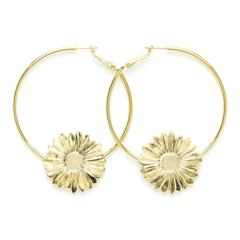 boucles d'oreilles créoles fleurs doré à l'or fin - MAÏA