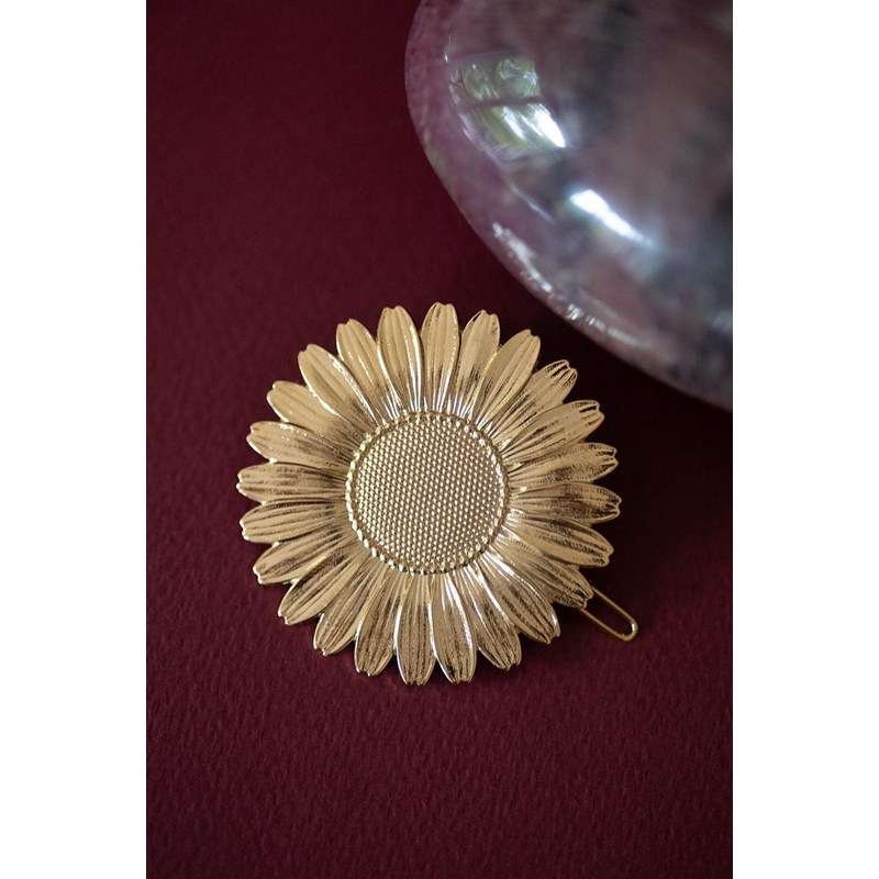 maxi barrette fleur doré à l'or fin - MAÏA - vue 3