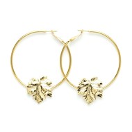 boucles d'oreilles créoles feuilles doré à l'or fin - HÉRA
