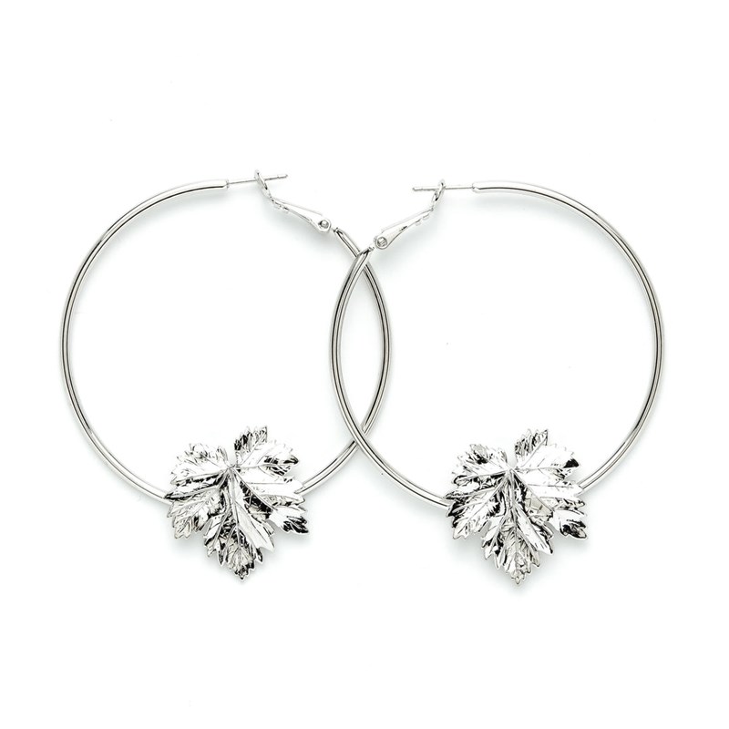 boucles d'oreilles créoles feuilles plaqué argent - HÉRA