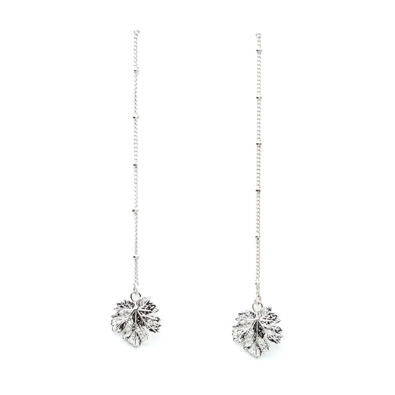 boucles d'oreilles pendantes feuilles plaqué argent - HÉRA