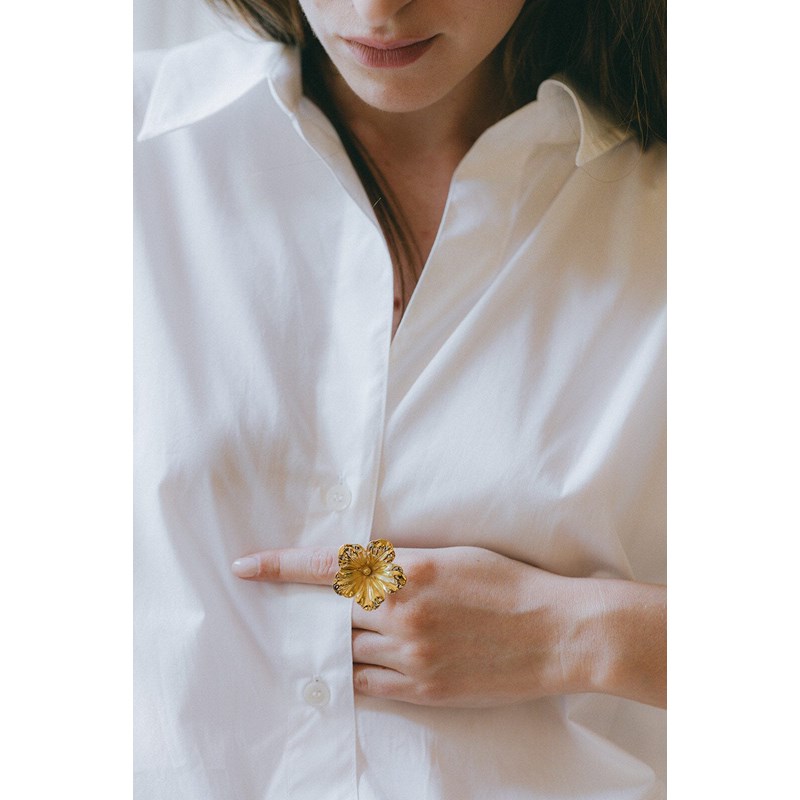 maxi bague fleur plaqué argent - GAÏA - vue 2