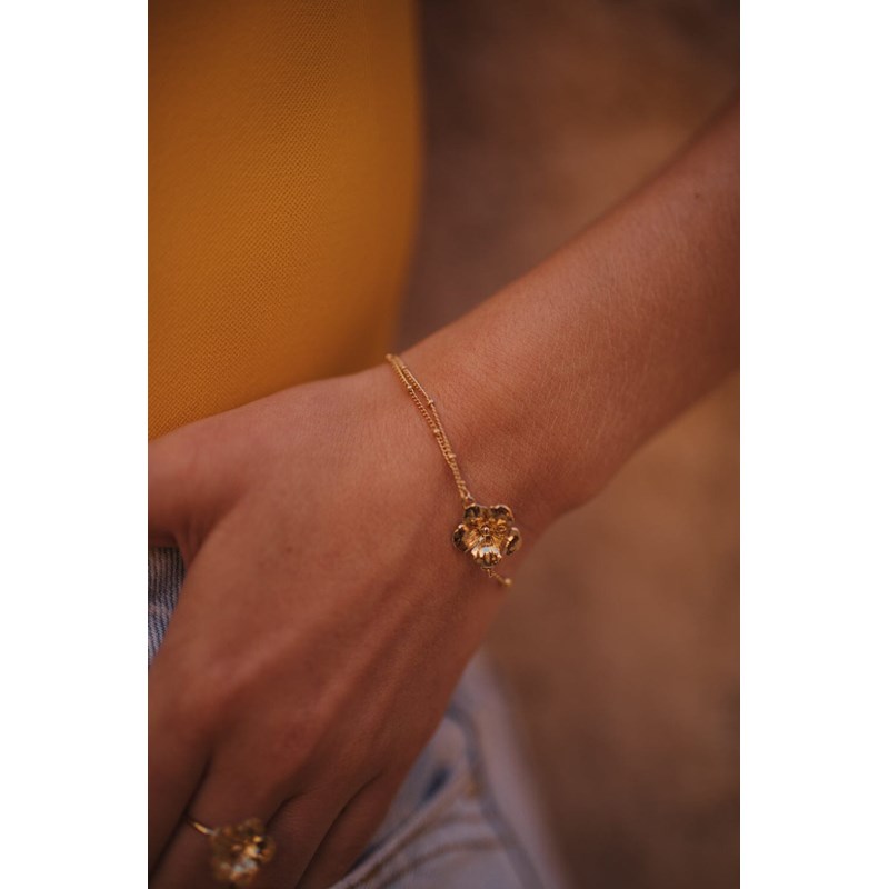 bracelet fleur doré à l'or fin - GAÏA - vue 2