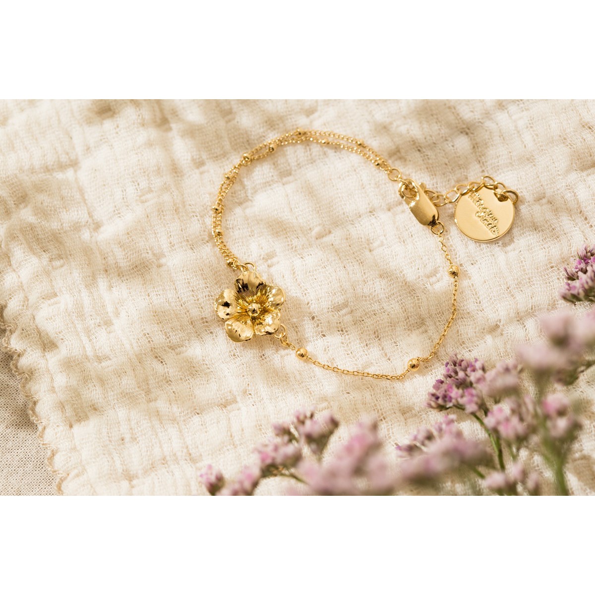 bracelet fleur doré à l'or fin - GAÏA - vue 4