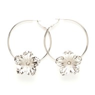 boucles d'oreilles créoles fleurs plaqué argent - GAÏA