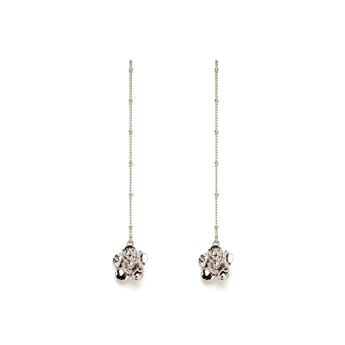 boucles d'oreilles pendantes fleurs plaqué argent - GAÏA