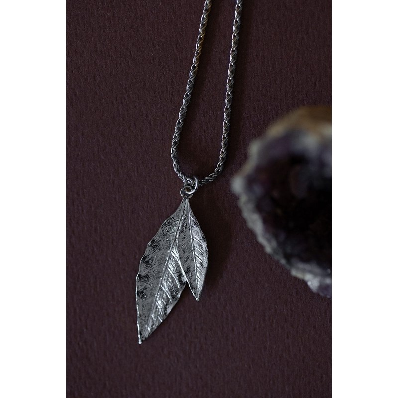 collier feuille plaqué argent - THALIE - vue 2