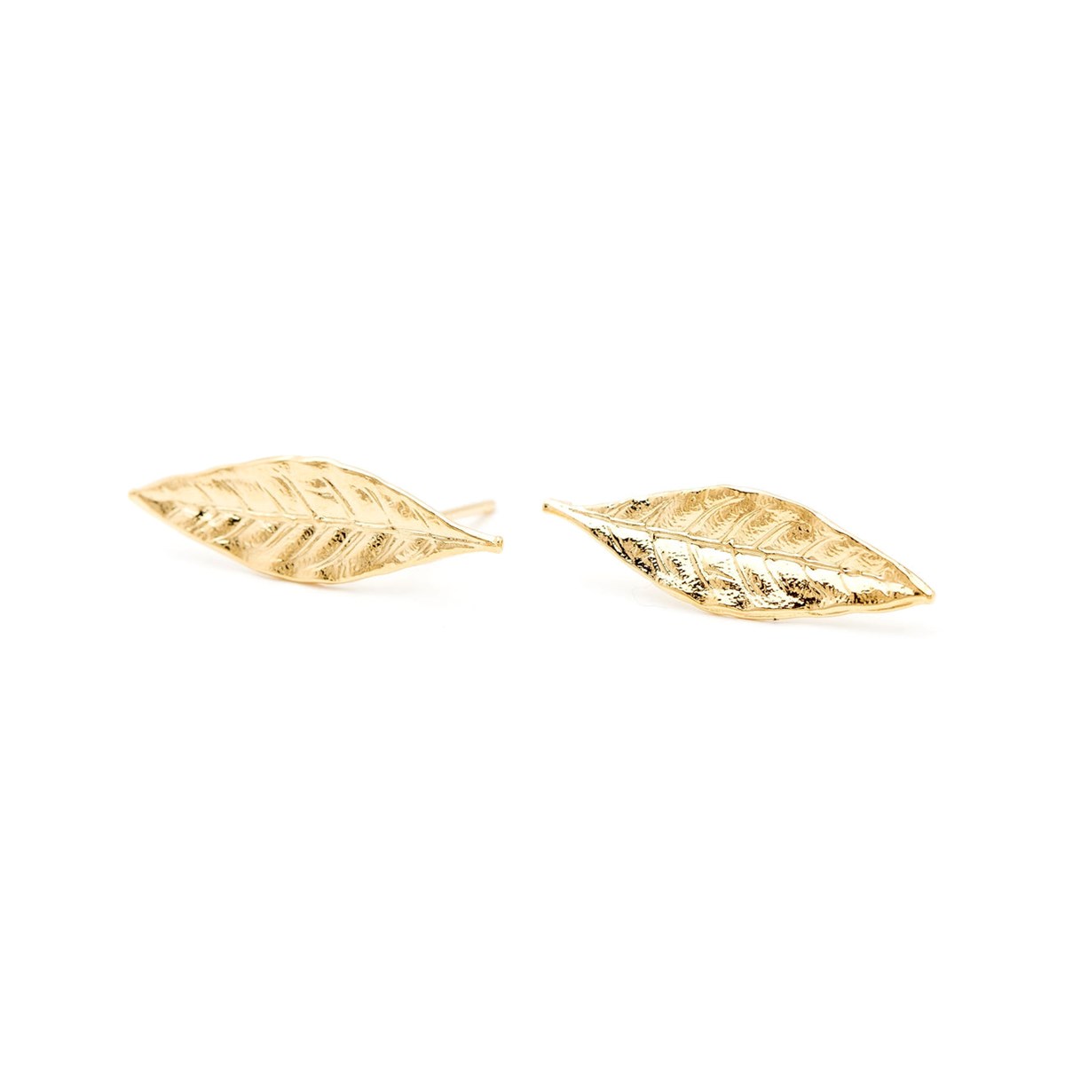 boucles d'oreilles puces feuilles doré à l'or fin - THALIE