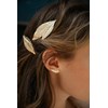 boucles d'oreilles puces feuilles doré à l'or fin - THALIE - vue V3