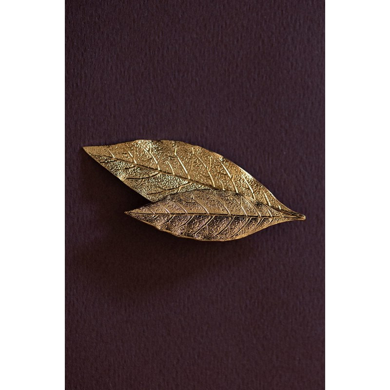 broche feuilles doré à l'or fin - THALIE - vue 3