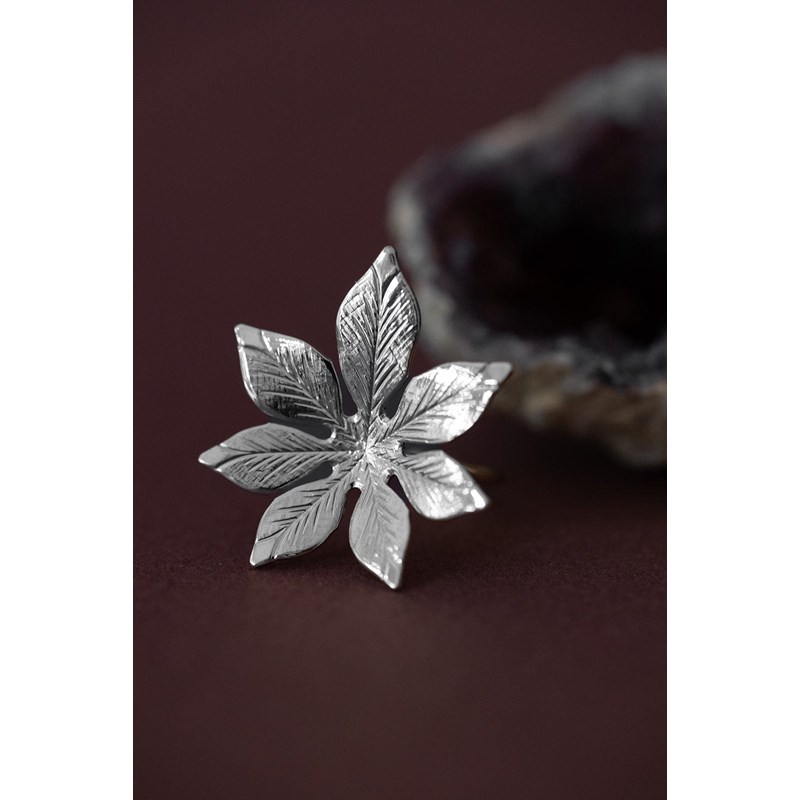 maxi bague fleur plaqué argent - CHLORIS - vue 2