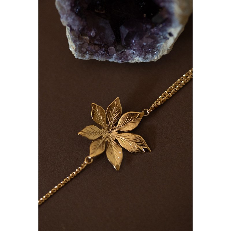 bracelet fleur doré à l'or fin - CHLORIS - vue 3