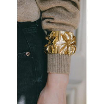 manchette fleur plaqué argent - CHLORIS