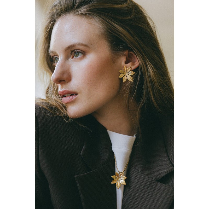collier fleur doré à l'or fin - CHLORIS - vue 4