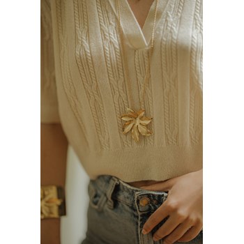 sautoir fleur doré à l'or fin - CHLORIS