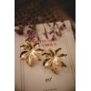 maxi boucles d'oreilles puces fleurs doré à l'or fin - CHLORIS - vue V5
